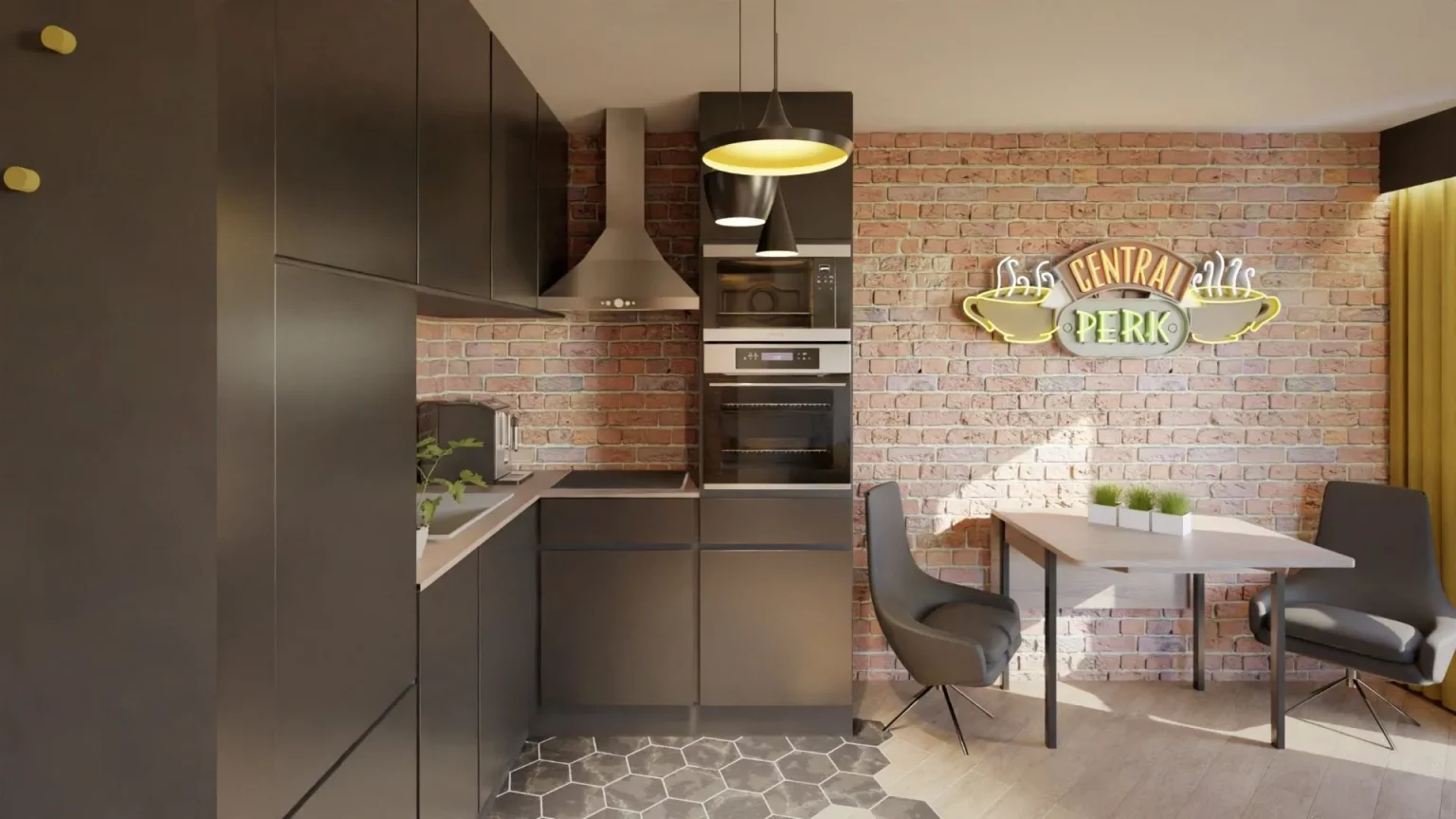 kuchnia w stylu LOFT, mieszkanie w stylu LOFT