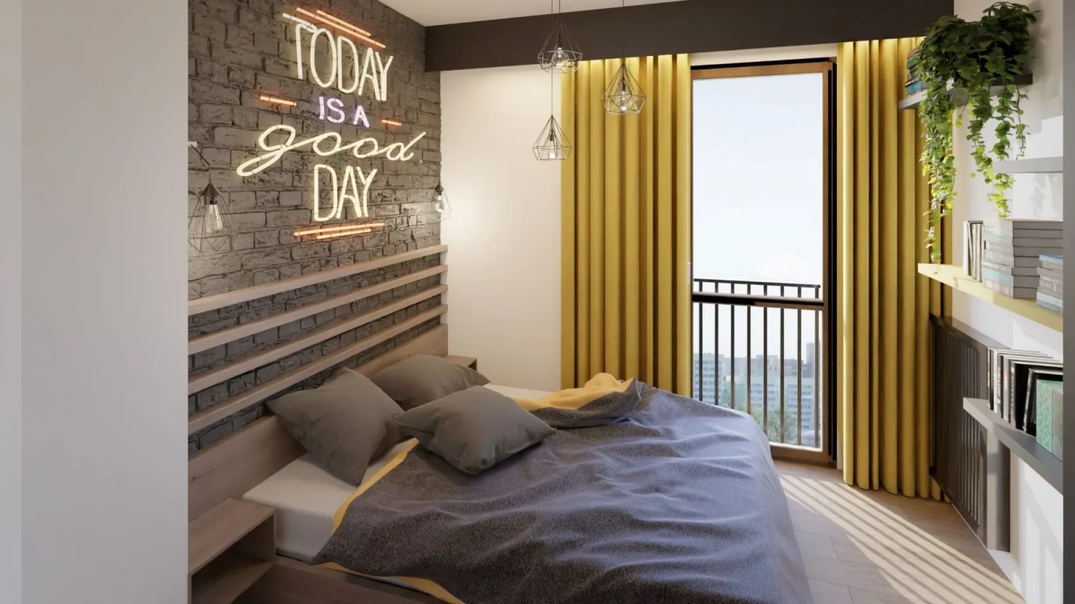 Sypialnia w stylu LOFT, sypialnia loftowa